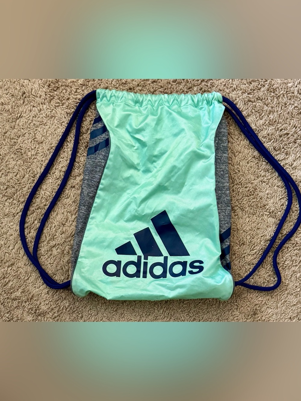 adidas Mint Green and Navy Drawstring Backpack